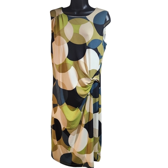 Nine West Womens Sleeveless Lined Circle Geometric Midi Dress Size 10 - Picture 2 of 10